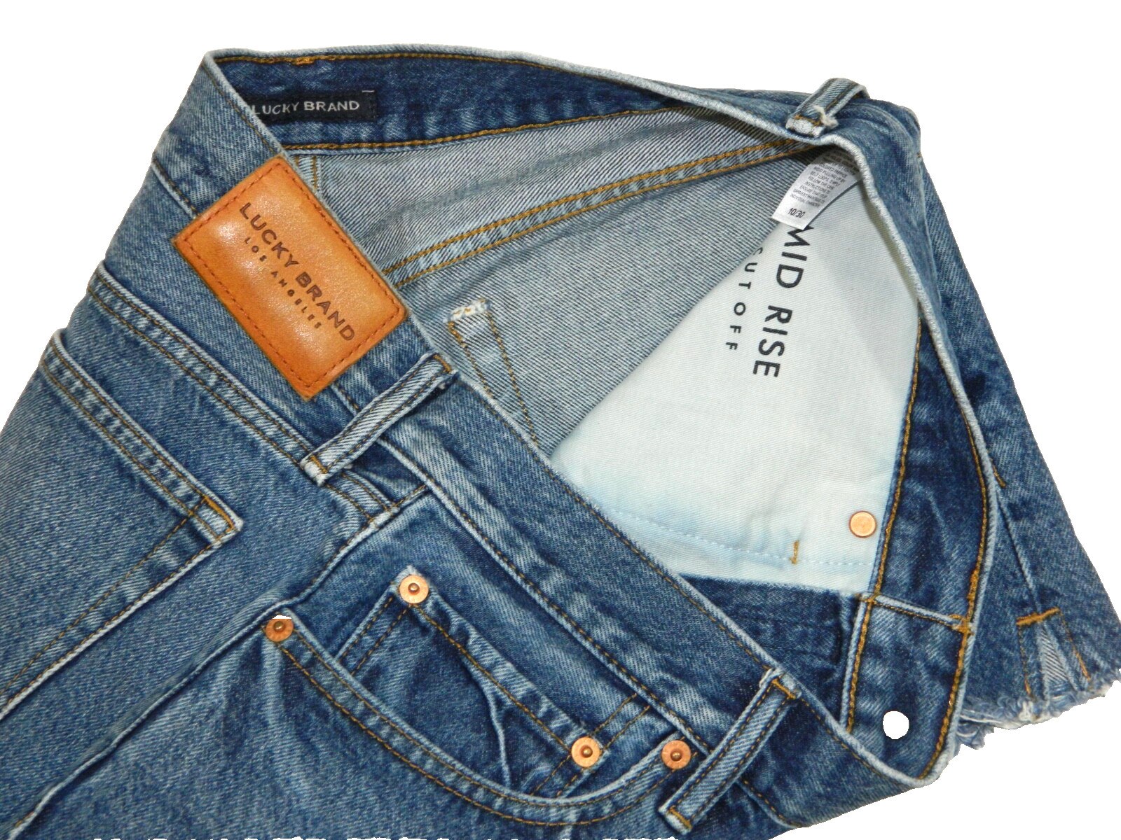 Women's Lucky Shorts Premium Denim Mid Rise Cut Off Tag 10/30 measured Size 31