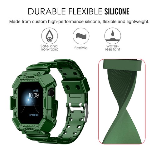 Designed for Apple Watch Series 9/8/7/6/5/4/3/2/Se,Rugged Case with Strap Bands - Picture 22 of 31