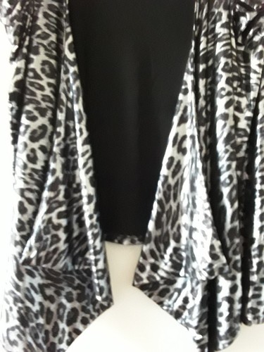Pure Hype Open Jacket Womens Small Long Puff Sleeve Silver Black Shiny - Picture 6 of 10