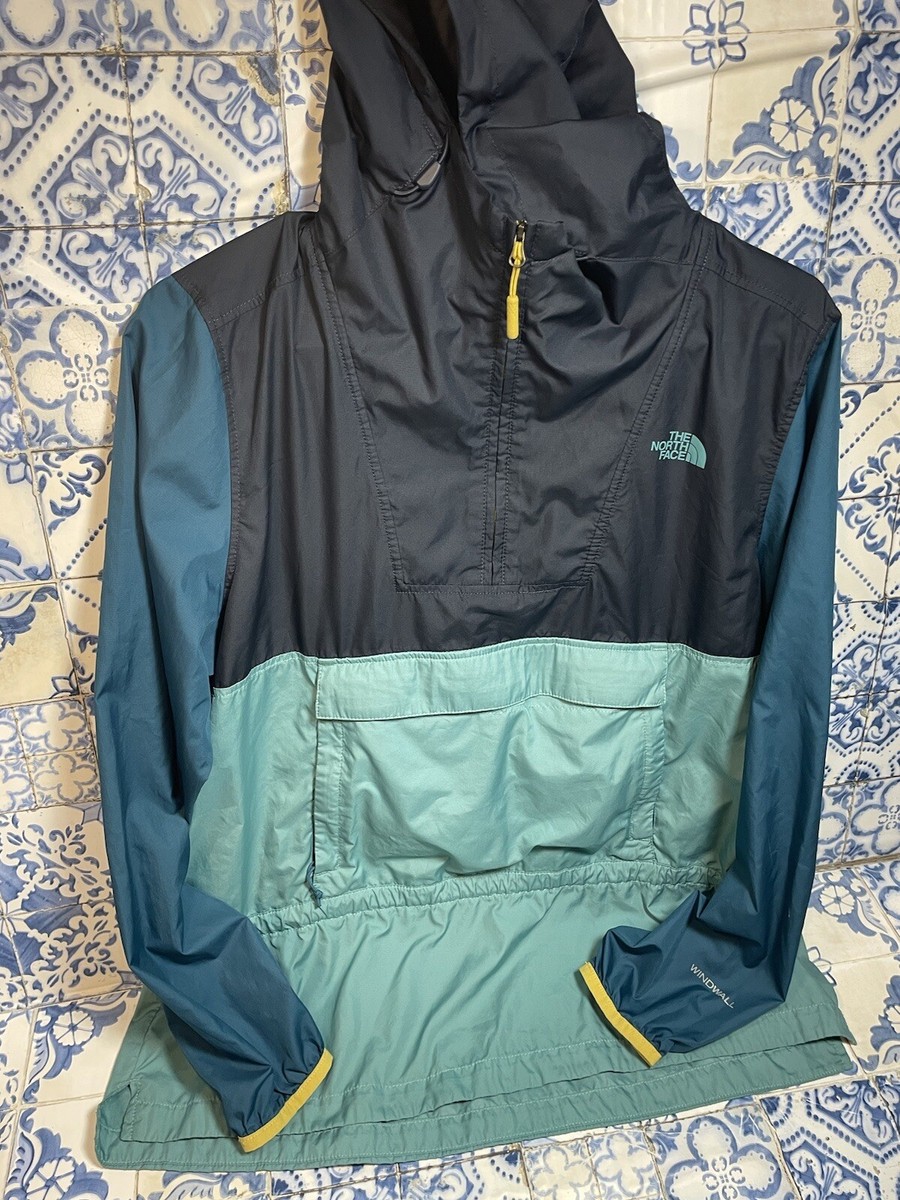 THE NORTH FACE WOMENS WINDWALL WINDBREAKER JACKET COLOR BLOCK BLUE Medium