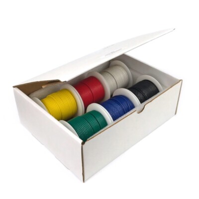 20 AWG Gauge TXL Automotive Stranded Hook Up Wire Kit, 100 ft Each, 60 Volts