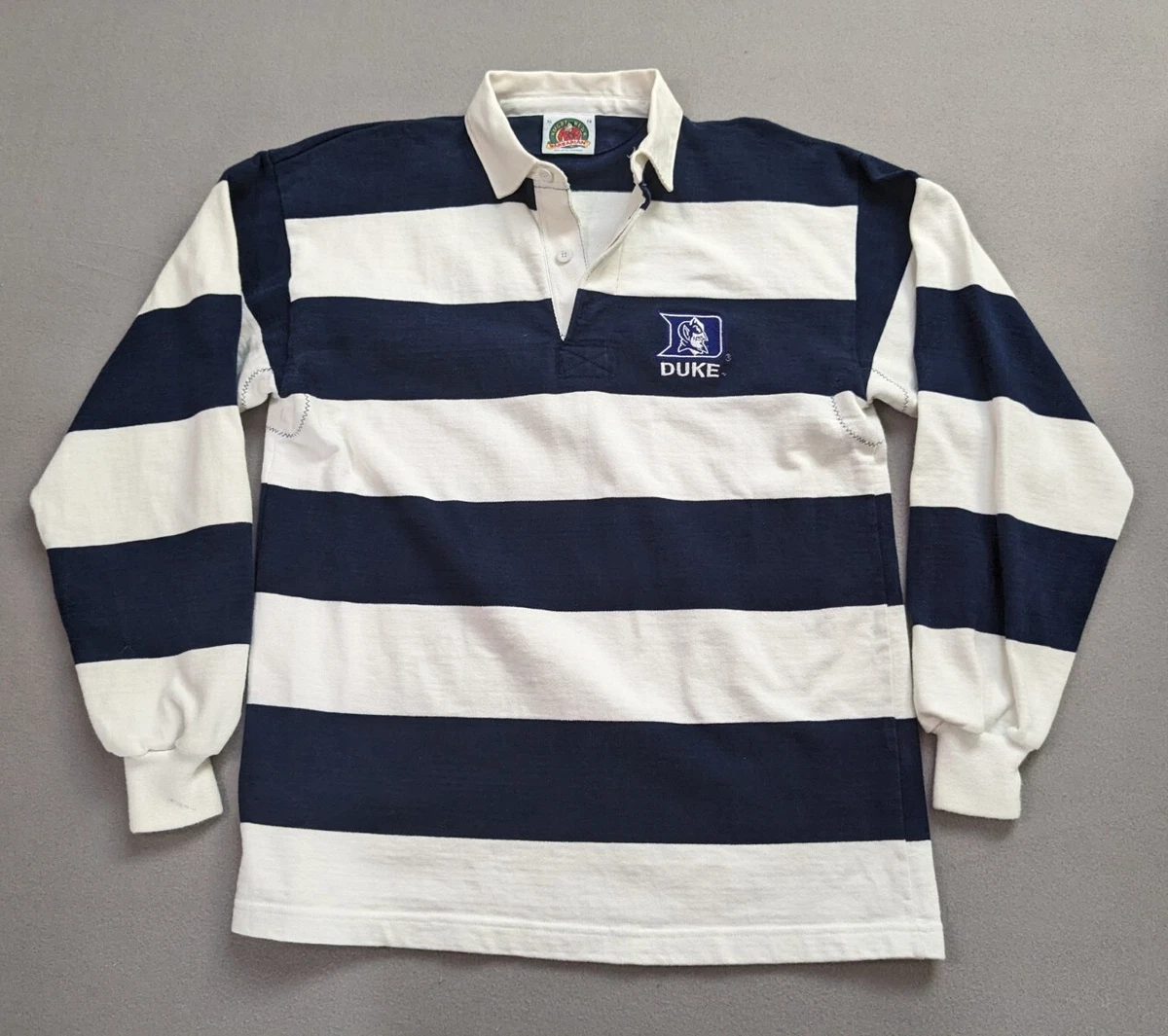 Barbarian Rugby Shirt XL Polo Blue Stripe Long Sleeve Duke Prep Vintage  Stripe *