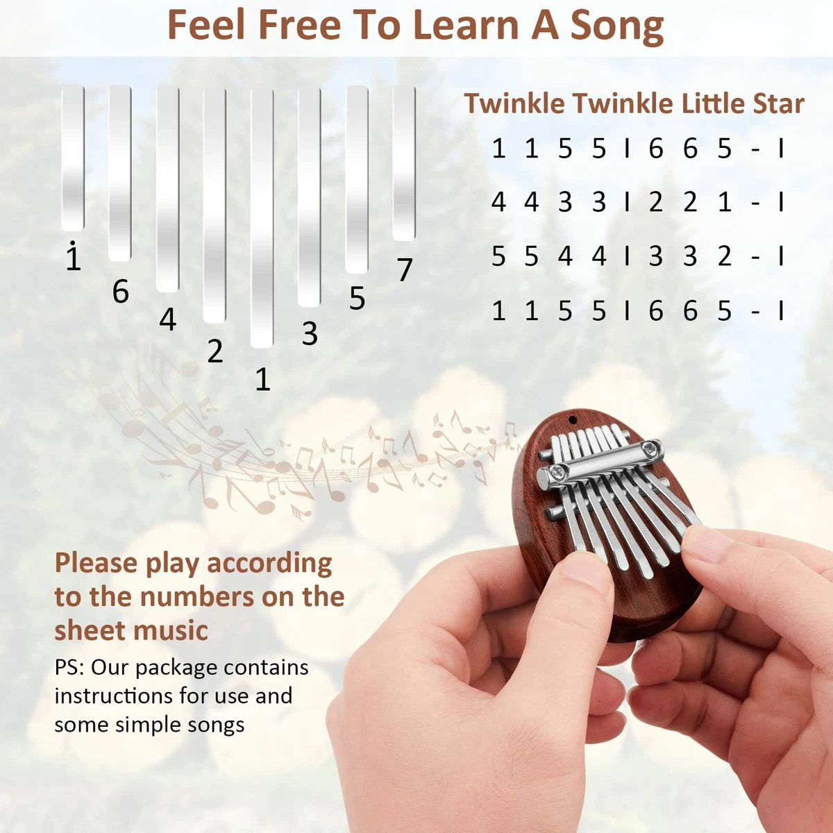 Mini Kalimba Thumb Piano Musical Instruments 8 Keys Finger Piano