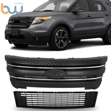 Matte Black Grille For Ford Explorer 2011-2015 Front Upper&Lower Grill Assembly