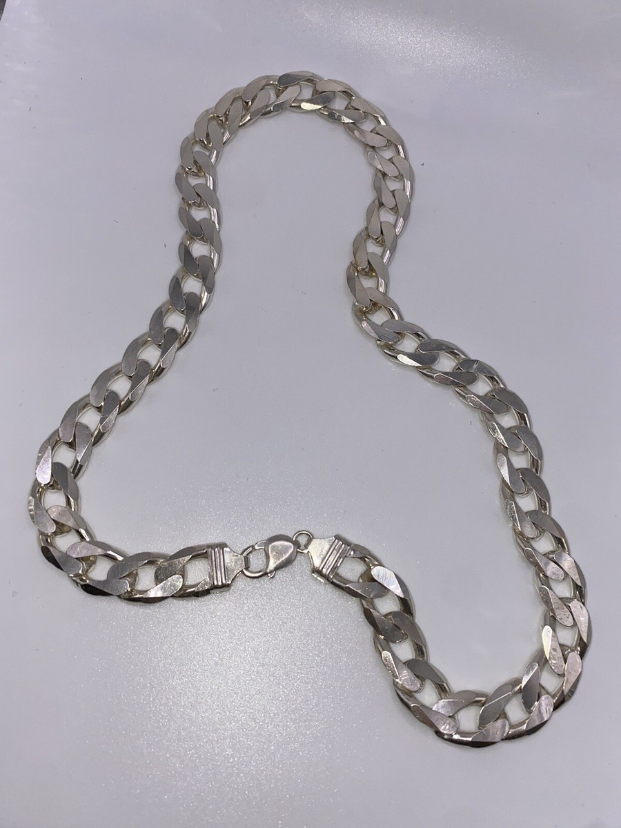 Thick Heavy Silver Curb Chain Necklace 176 Grams | eBay