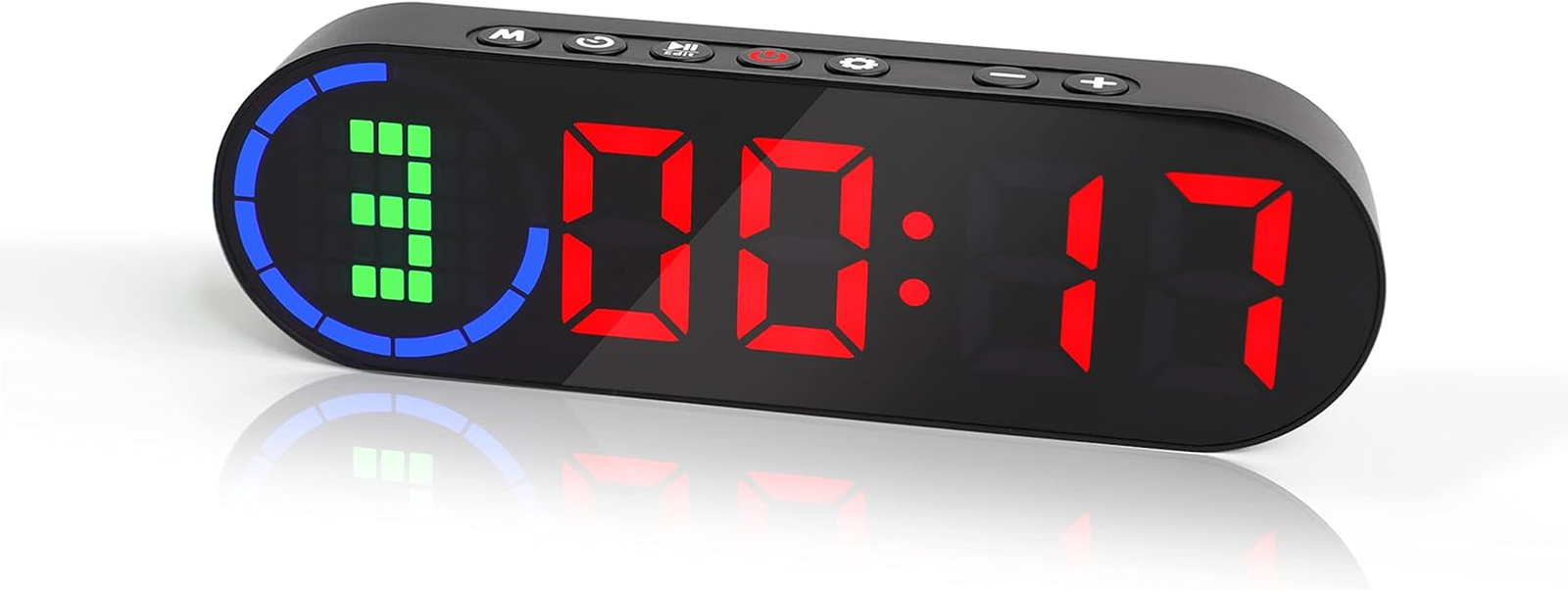 Portable Gym Timer for Workouts with Time Progress Bar and Interval Features