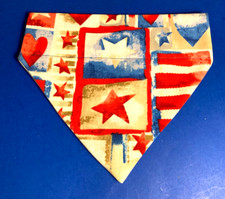 Over Collar Slide On Pet Dog Cat Bandana  PATRIOTIC STARS STRIPES  MED