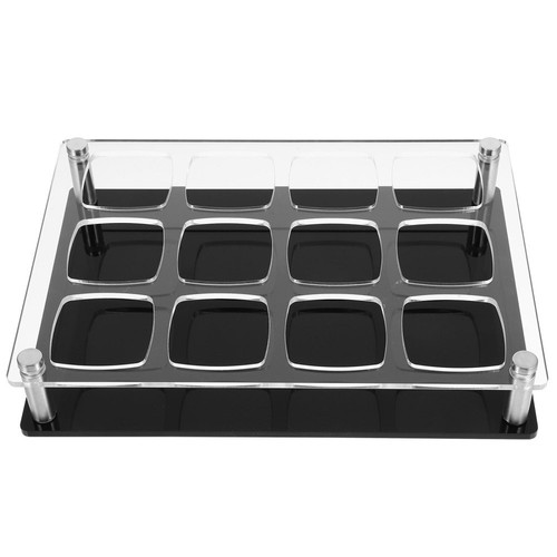 Set of 2 Shot Glasses with Handles Serving Tray Holder Acrylic Cup