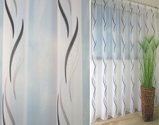Gardine Store Voile Qualität attraktives Design schwarz-weiß-silber NACH MAß