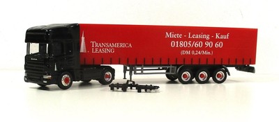 Schuco H0 LKW Scania Sattelzug Schiebeplane Transamerica Leasing mit Zub. ohne O