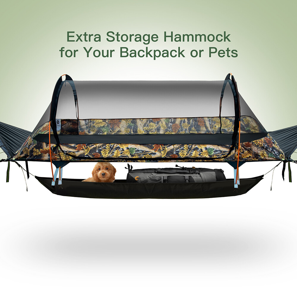 Hamac De Camping Night Cat Avec Bâche Imperméable Et Moustiquaire - Vert Armée, 1 Place