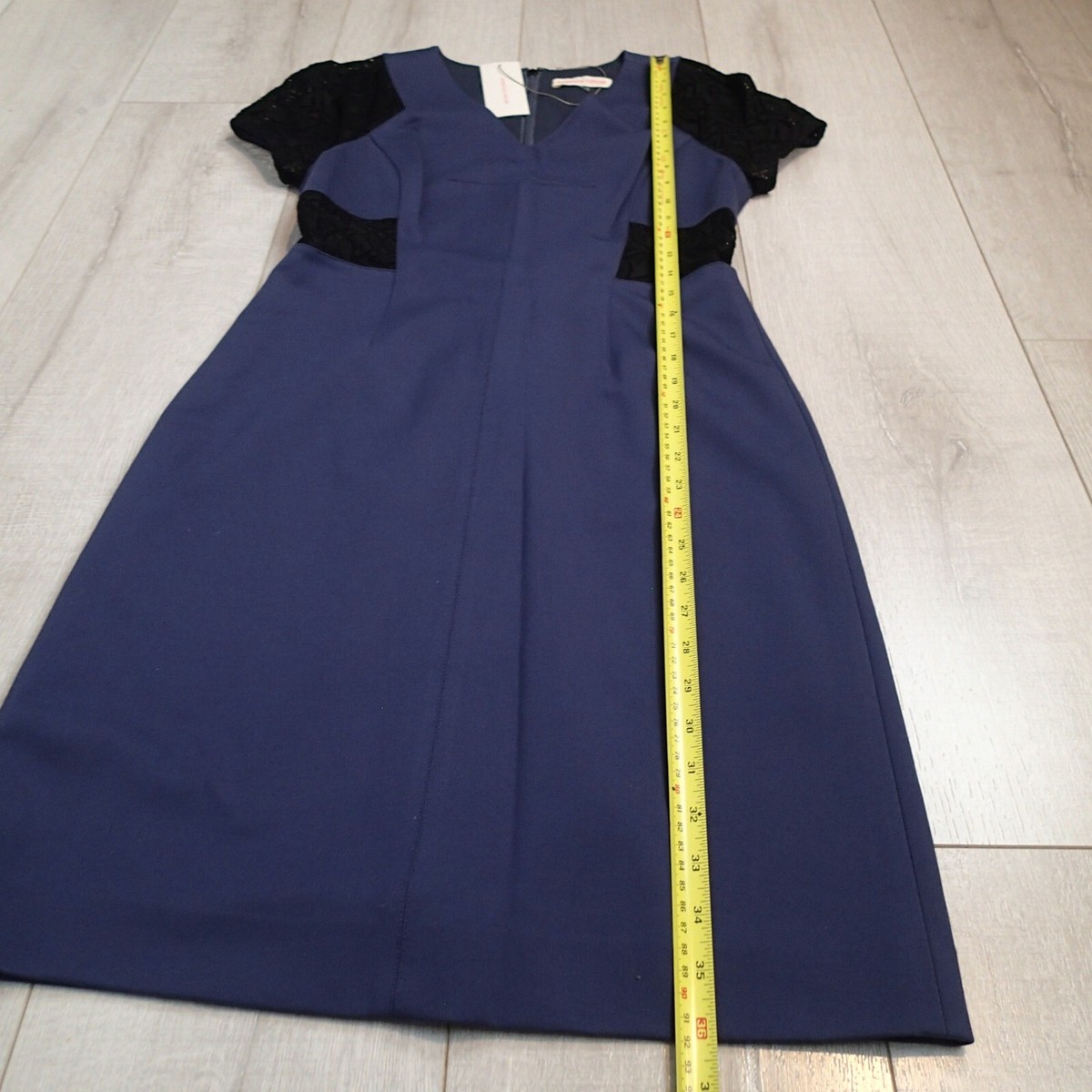 Rebecca Taylor Dress Sheath Blue Navy black Lace Short Sleeve New 6 v neck  | eBay