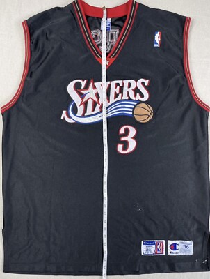 Champion Philadelphia Sixers 76ers Jersey Allen Iverson #3 Sz 56