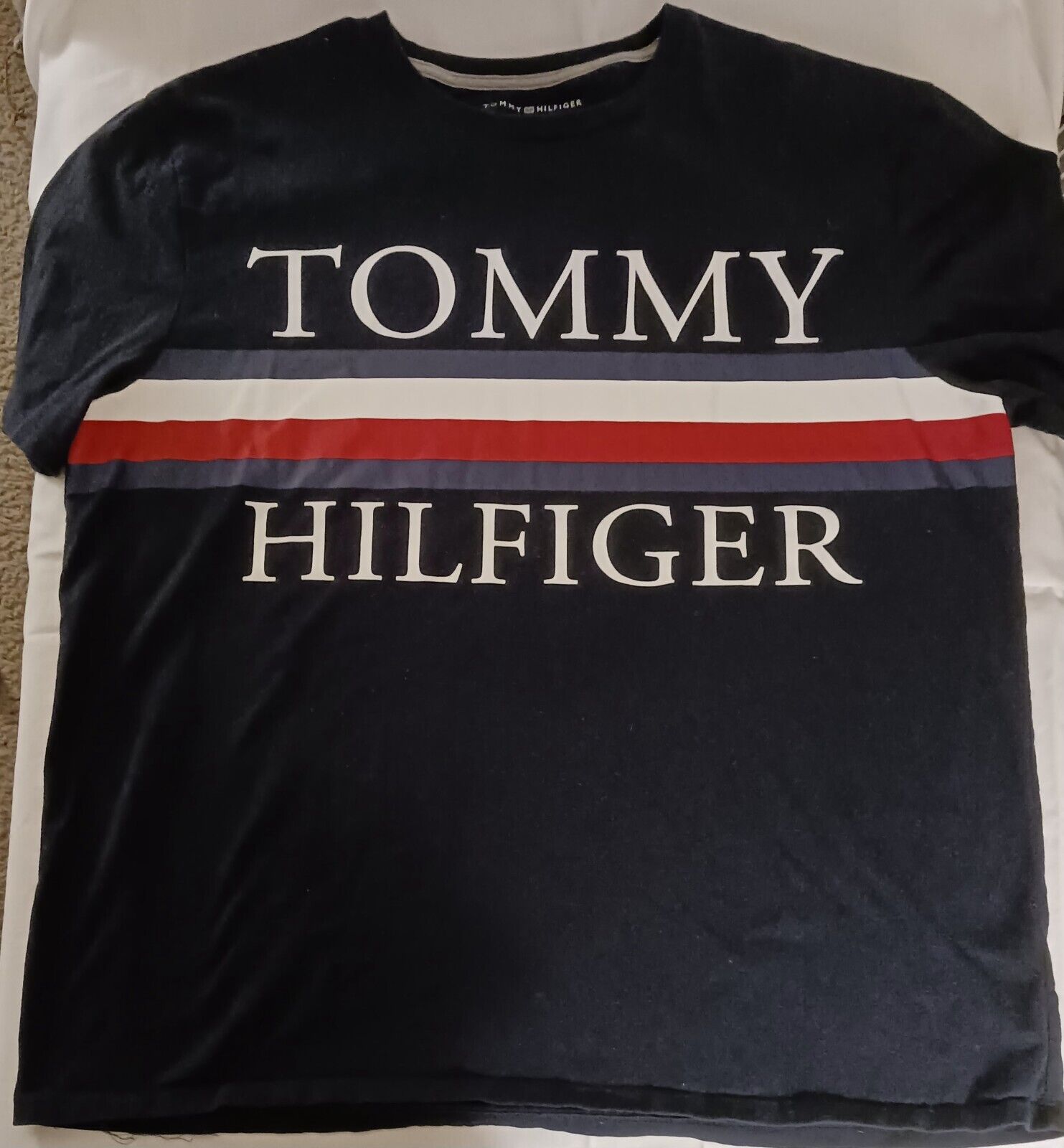 Tommy Hilfiger Tee Shirt Vintage Single Stich XL Blue Crew Neck 