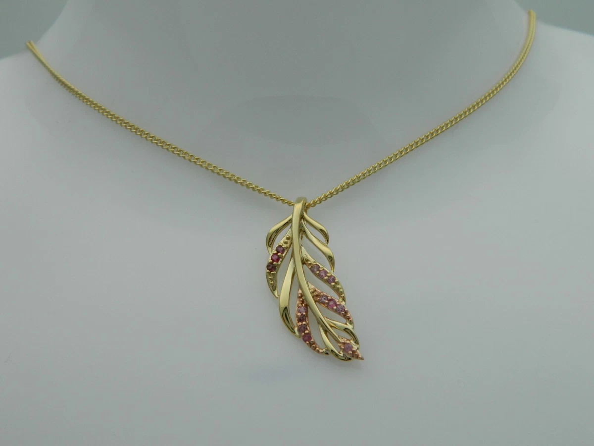 Welsh Clogau 9ct Yellow Gold Debutante Feather Tourmaline Pendant