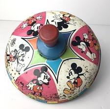 Mickey Mouse Walt Disney Straco Metal Tin Spinning Toy Top 1978 USA Vtg