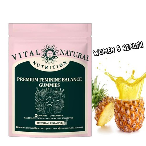 Vital Natural Premium Feminine Balance Gummies Hawaiian Pineapple 60 Gummies