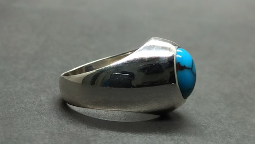 Anello Turchese Donna Naturale 4 Ct Egitto Feroza Argento Sterling 925 Fatto a Mano - Foto 8 di 12