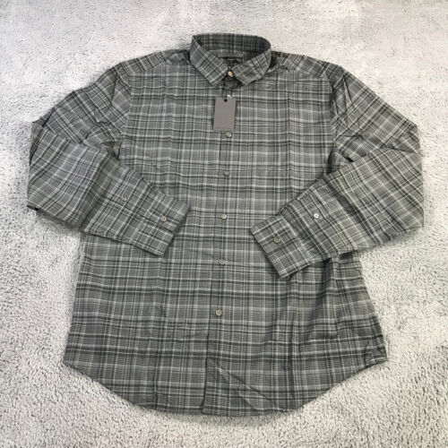 New John Varvatos Shirt Mens Large Button Up Gray Preppy Casual Adult - Picture 2 of 11