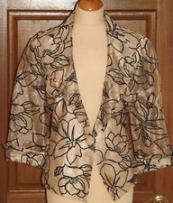 Metaphor, Ladies Ivory And Black Embroidered Evening Jacket, Size 14