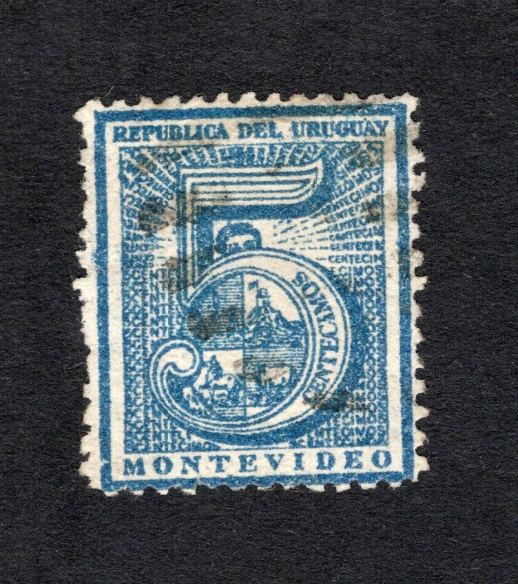 Uruguay 1866 stamp Mi#33A Diff Cancellation used #24