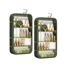 NNEAGS 2X Green Multi Tier Cosmetic Storage Rack Bathroom Vanity Tray Display St