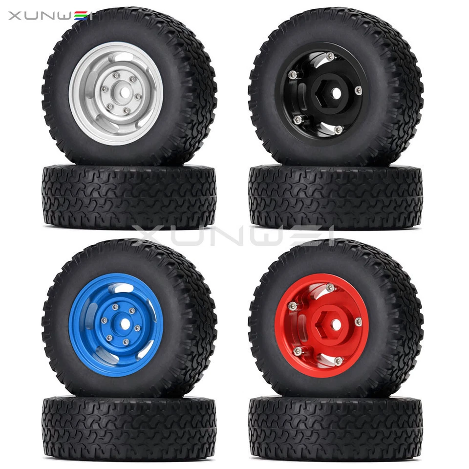 1.55" Alloy Beadlock Rim 78×25mm Tire Tyre For 1/10 Axial LC70 D90 MN CC01 MST - Image 4 of 4