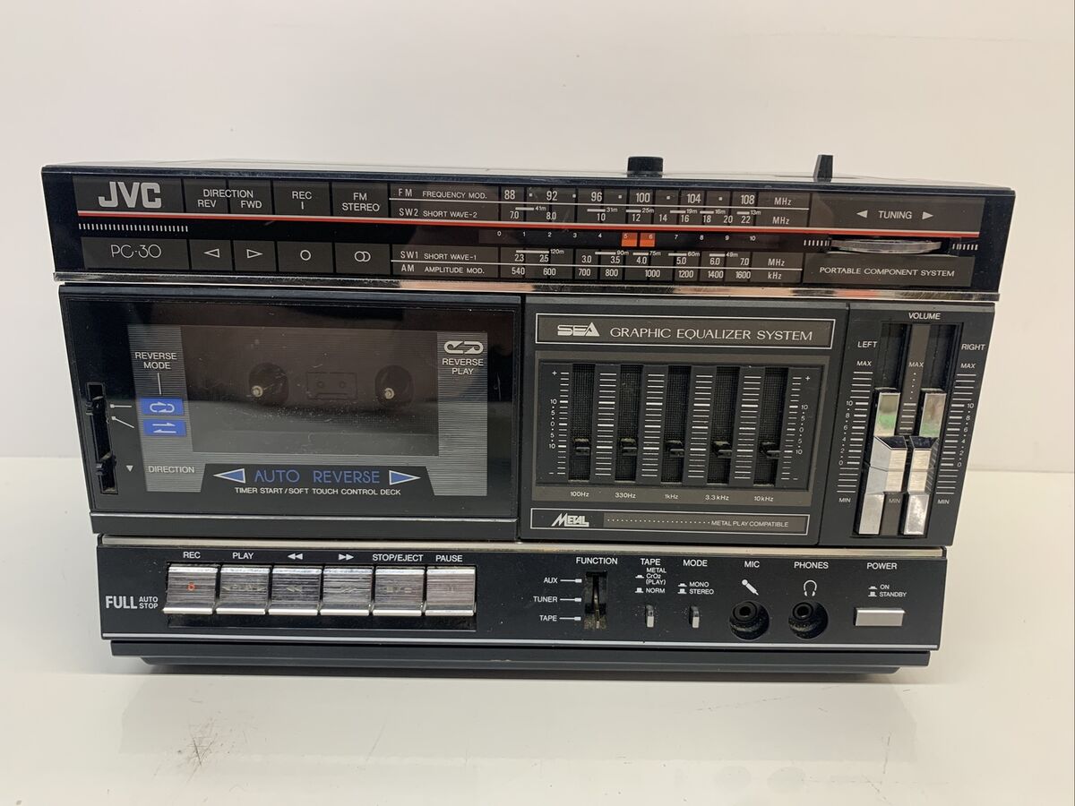 Vintage JVC Pc-30j Stereo Cassette Equalizer Boombox Radio Vintage JVC Pc-30j Stereo Cassette Equalizer Boombox Radio