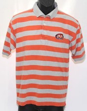 VTG Auburn Tigers Medium Polo Shirt Sports Classics Apparel Orange Gray Stripes