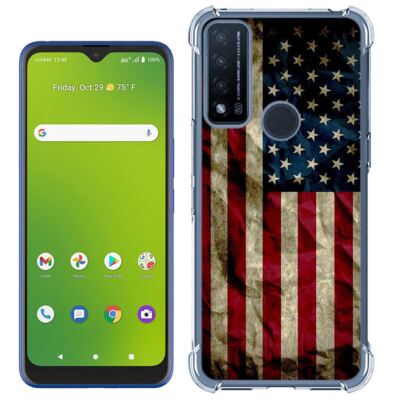 For Cricket Innovate Dream 5G Icon 3 TPU Case+Glass(Rustic US Flag)