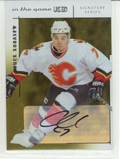 2003-04 ITG USED SIGNATURE CHUCK KOBASEW AUTO /70 GOLD AUTOGRAPH In Game Flames