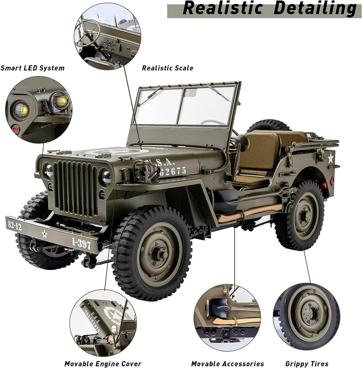 RocHobby 1/12 1941 MB RCジープ4x4 WOWRC RocHobby 1/12 1941 MB Scaler RC Jeep 4x4 Hobby Grade RTR RC