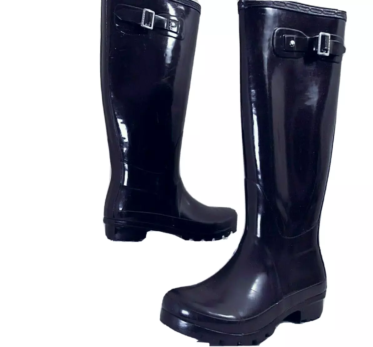 Polar Woman Rubber rain boots Dark Pulple Knee Highs Buckle Molded Sole Size UK5
