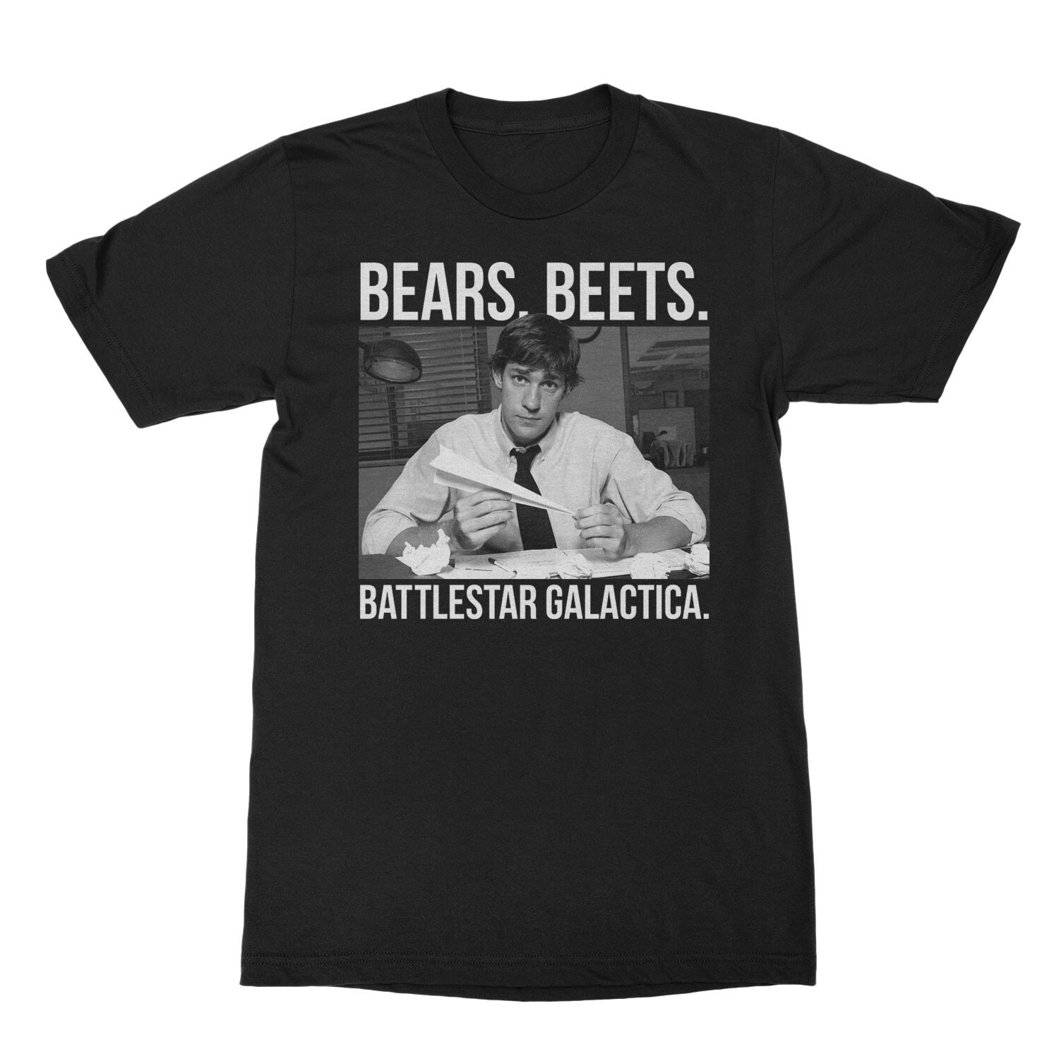 Офисная футболка Jim Halpert Bears Beets с изображением звездного крейсера Галактика