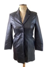 Gerry Weber Nappa Leather Coat Dark Chocolate Brown Jacket Size 12 90s Style