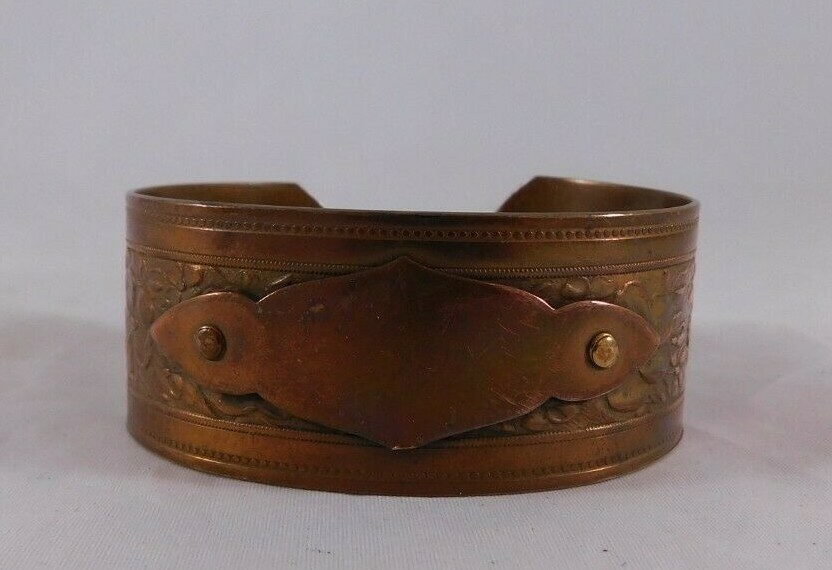 Vintage Bangle  Solid Copper Bracelet   Monogram … - image 2