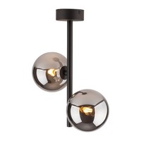 Deckenleuchte Kugelschirm Glas Metall 2-Flammig G9 Grau Schwarz Deckenlampe