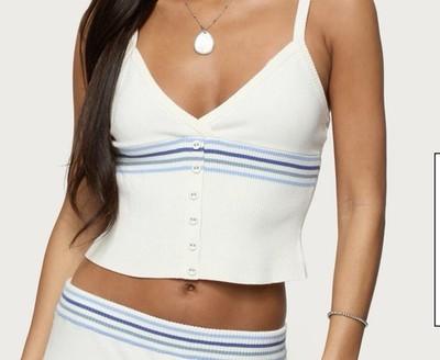 NWT~ Edikted for PacSun ~Miya Stripey Ribbed Knit Tank Top~Med (Retails $43.50)