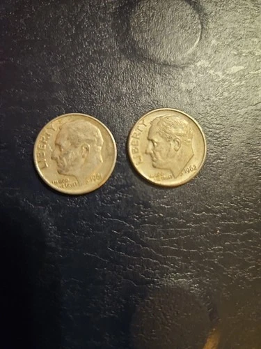 1961 & 1962 D ROOSEVELT DIME- MIXED CONDITION 5R