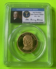 2008-S John Quincy Adams $1 Coin PCGS Portrait w/ Signature PR69DCAM