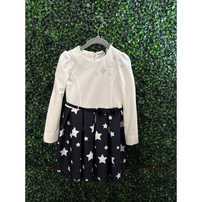 NWT Monnalisa, Designer Girls Dress, Toddler Dress With Stars, Size 4