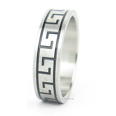 Edelstahlring - geometrisches Muster - Ring aus Edelstahl Fingerring Bandring