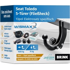 BRINK ANHÄNGERKUPPLUNG starr für Seat Toledo III 05-13 +E-Satz spezifisch 13-pol