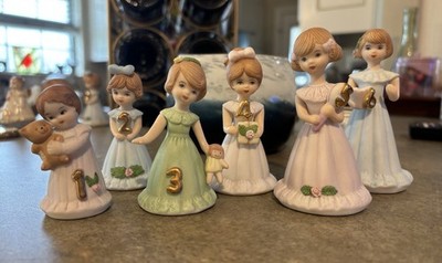 Enesco Growing Up Birthday Girls, Porcelain, Ages 1-6   6 Girls Total