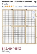 MYPET North States Extra Tall  Wide Wire Mesh Dog Gate: 29.5-48" Wide, 37" Tall