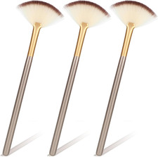 3Pcs Fan Brushes, Soft Makeup Brush Facial Fan Applicator Brushes Face Mask Brus