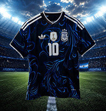 adidas Argentina Lionel Messi #10 Soccer Jersey Shirt Black Blue White