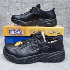 Skechers Mens Slip-Ins Shoe Size 12 Extra Wide Fit Black Durham Delvor Sneakers