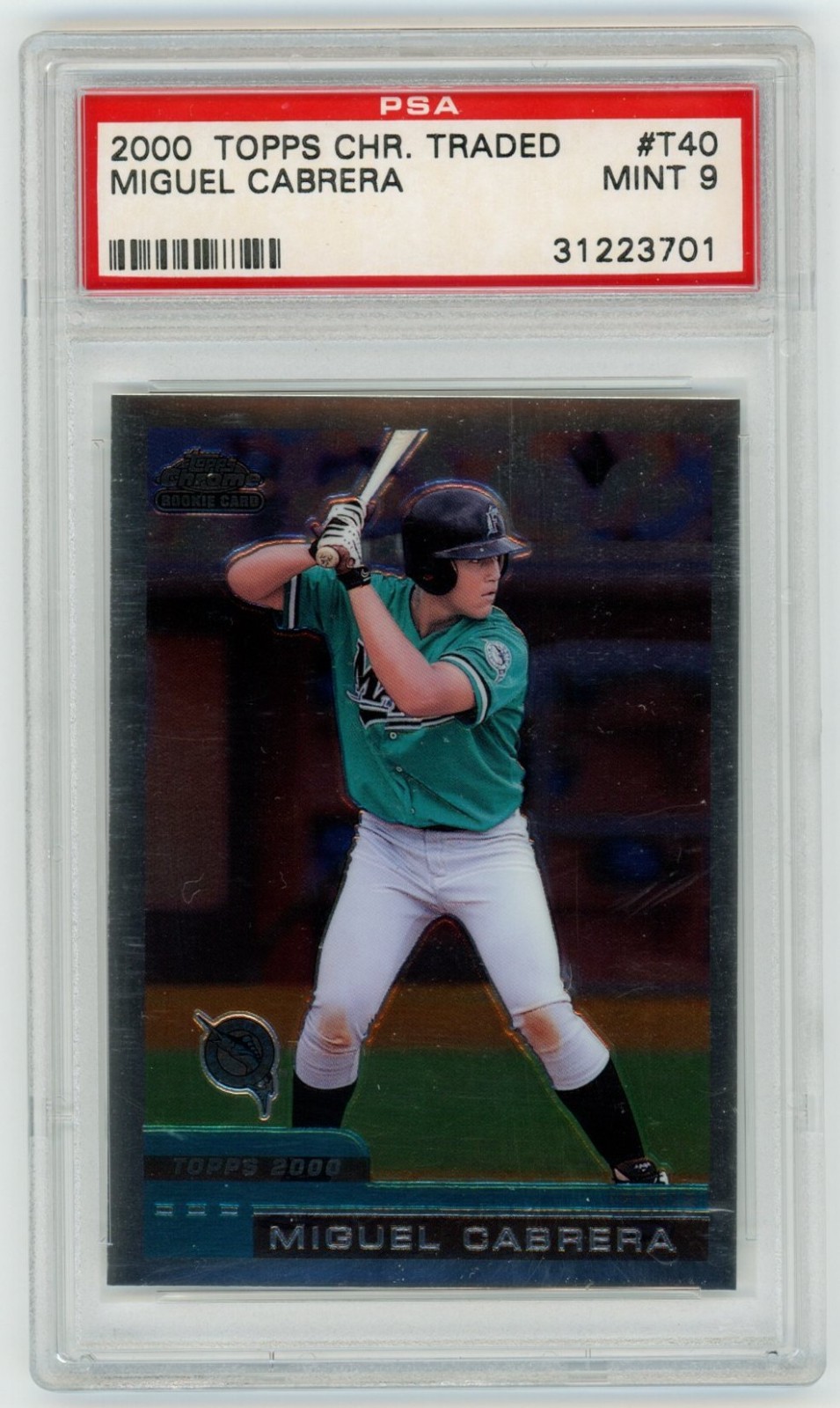 Miguel Cabrera 2000 Topps Chrome Traded Card #T40 PSA 9 MINT RC Rookie HOF MVP