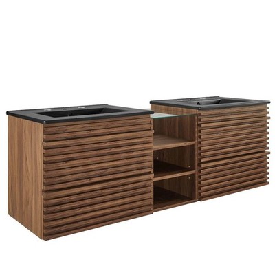 Render 62'' Wall-Mount Double Sink Bathroom Vanity